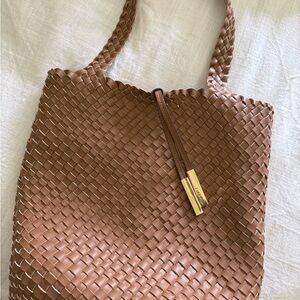 Elegant Brown Woven Leather Tote